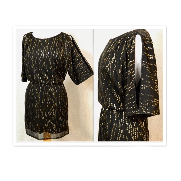 Jessica Simpson Black and Gold Shimmered Dress - Picture 5 of 8
